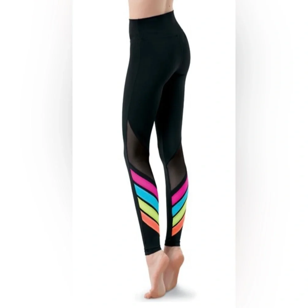Little girls Balera sporty mesh accent leggings size SC style #MT9860.